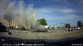 Car fire on dash cam in Shreveport, LA