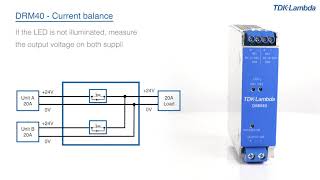 How do I use the DRM40 DIN rail redundancy modules current balance feature?