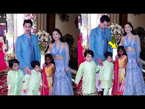 Sunny Leone With Her Kids And Husband Daniel Weber At Ira Trivedi & Madhu Mantena Wedding Reception!