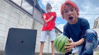 仕事もせずゲームばっかりしてる友達のPS4破壊ドッキリ