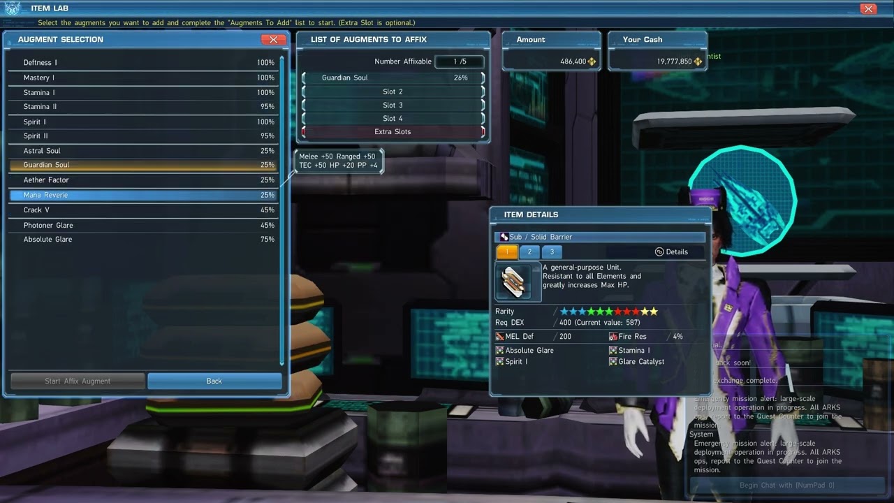 PSO2: Decent Unit Augment Affix