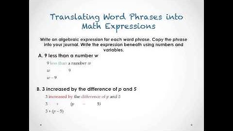 Writing Expressions and Equations Video