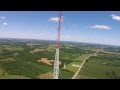 Drone climbs radio tower