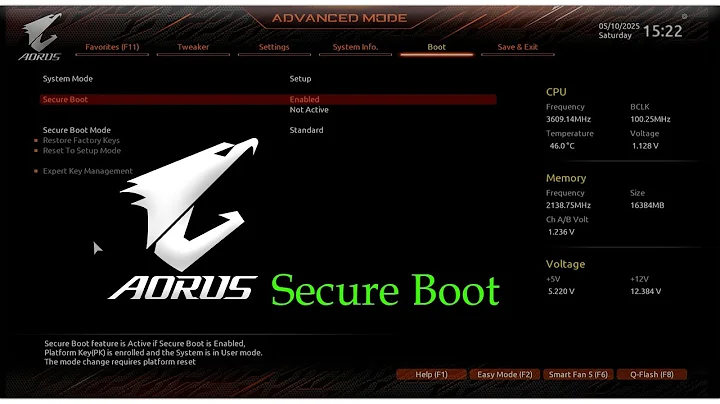 Enable Secure Boot on AORUS Elite Motherboard