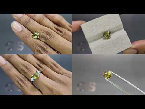 Zircon Vivid greenish yellow heart shape 3.06 carats, Sri Lanka Video  № 1