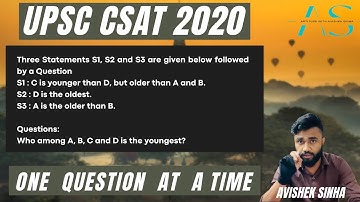 C is younger than D, but older than A and B. | UPSC CSAT 2020 | AVISHEK SINHA | Data Sufficiency |