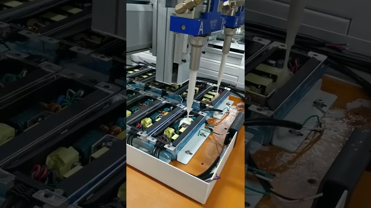 iinline potting  machine with two dynamic mixing heads