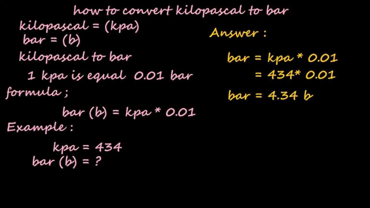 Bar To Kpa Conversion Chart