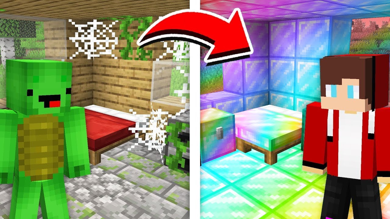 JJ and Mikey Renovated an Abandoned House into a Rainbow in Minecraft ...