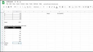Google Sheets - Finding Mean