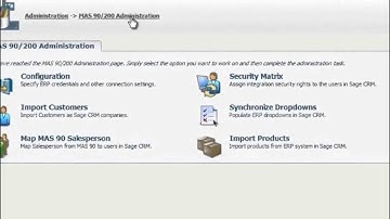 Configuration of GUMU™ Sage CRM - Sage 100 (MAS 90/200) Integration