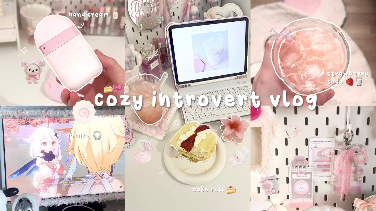 ⋆.𐙚 ̊  a day in my life 🍰 cozy introvert vlog, cake roll, genshin, matcha, study at cafe 