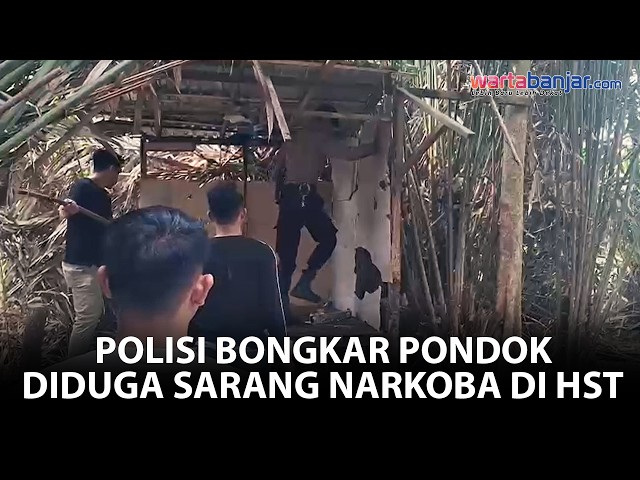 VIDEO - Diduga Jadi Tempat Transaksi Narkoba, Sejumlah Pondok di Mahang HST Dirobohkan Polisi