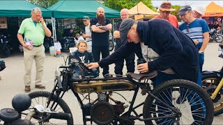 1921 DOUGLAS 2 & 3/4 at BROOKLANDS Motorcycle Day 2023 Start-Up & Rev-Up V-Loud Engine Exhaust Sound