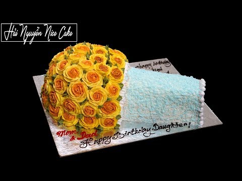 Cách Tạo Hình Bánh Sinh Nhật Bó Hoa Hồng Sang Chảnh – How to make bouquest of Roses Cake | Foci