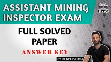 HPPSC ASSISTANT MINING INSPECTOR PAPER-1 2024 | Full  Solved paper