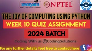 The Joy Of Computing Using Python | Week 10 Answers 2024 | NPTEL | SWAYAM