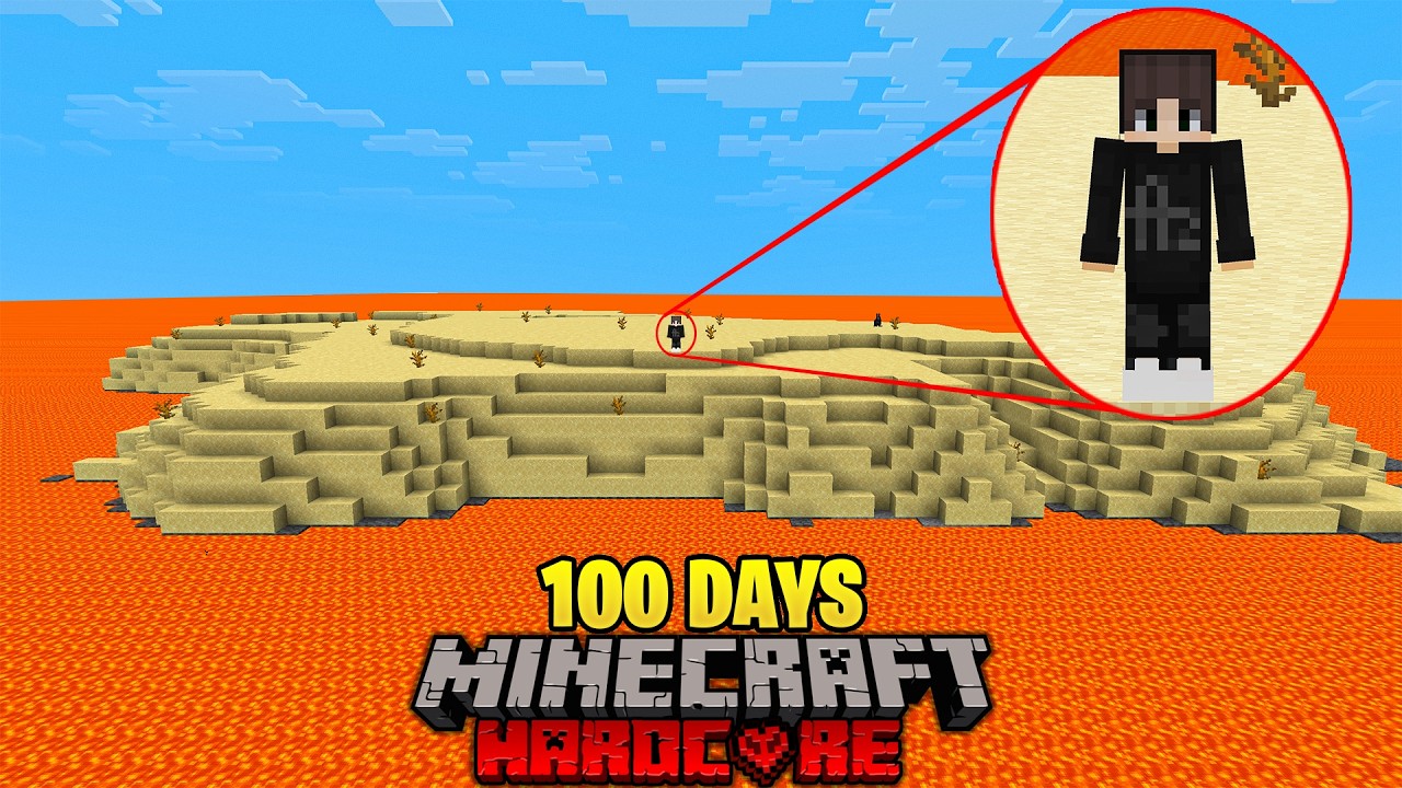 100 Days on DESERTED LAVA ISLAND in Minecraft Hardcore