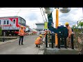 Pondasi Palang Pintu Perlintasan KA Baru Wantech di JPL 8b.1 Cengkareng Jakbar Menunggu Pengeringan