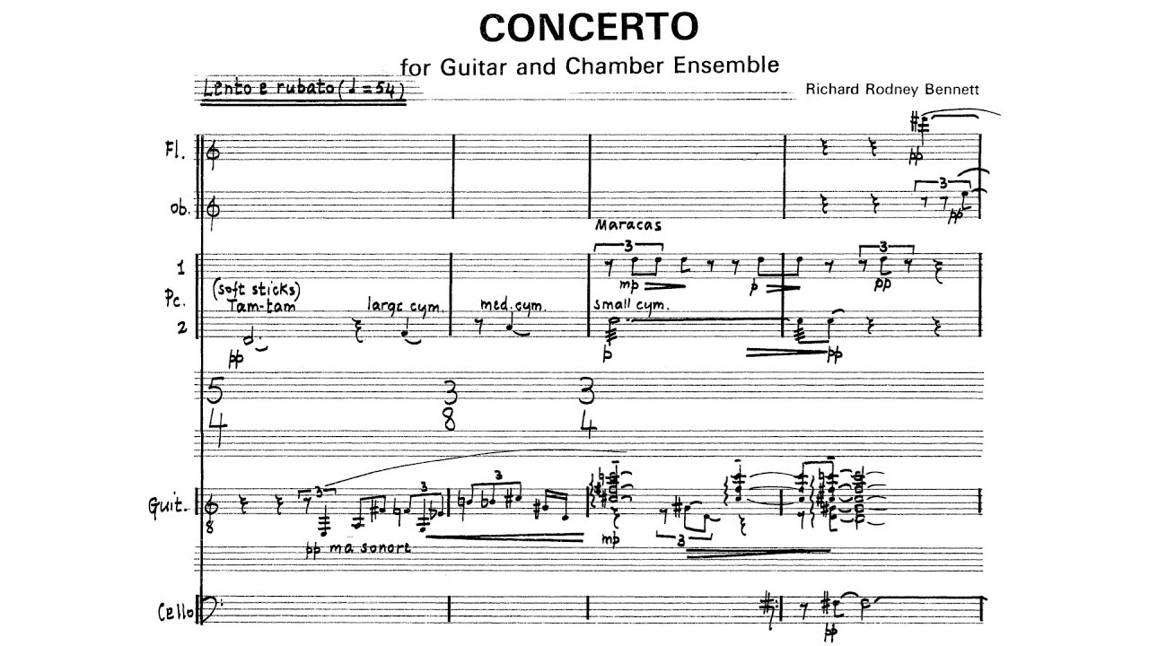 [Full Score] Richard Rodney Bennett - Concerto for Guitar and Chamber Ensemble (1970)