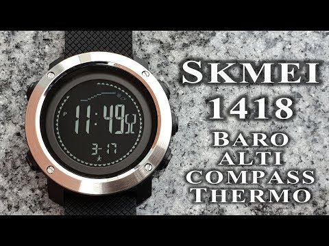 Skmei 1418 1427 watch review. Barometer Altimeter Compass Thermometer Pedometer #183 #skmei