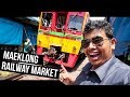 Dangerous Train Market - Maeklong Railway Market at Bangkok, Thailand