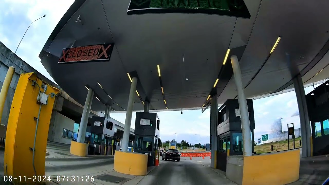 Crossing the Canada  USA border by car.  Surrey, British Columbia To Seattle