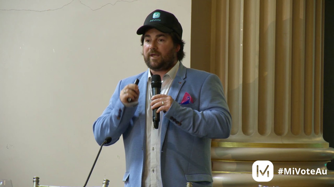 Founder Adam Jacoby introduces MiVote at the State Library of Victoria ...