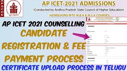 AP ICET 2021 Candidate Registration&Online Fee Payment process in Telugu//certificate upload process