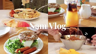 Anamnam vlog丨Homemade foods•贝果三明治•韩式拌面•云吞葱油拌面•橙C美式•逛超市•独居做饭日常•治愈vlog