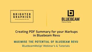 Creating PDF summary for your Markups using Bluebeam Revu - BluebeamMeUp!