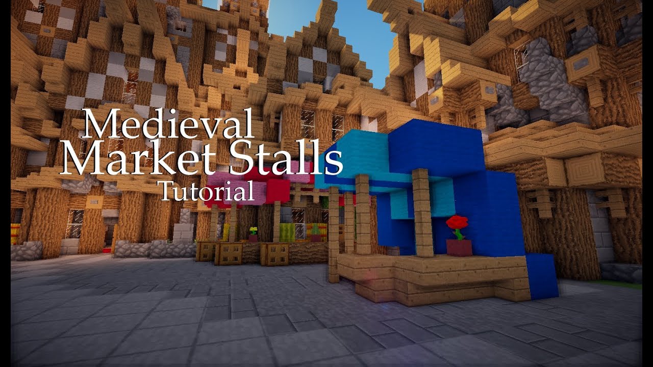 Minecraft Medieval Market Stalls Tutorial - YouTube