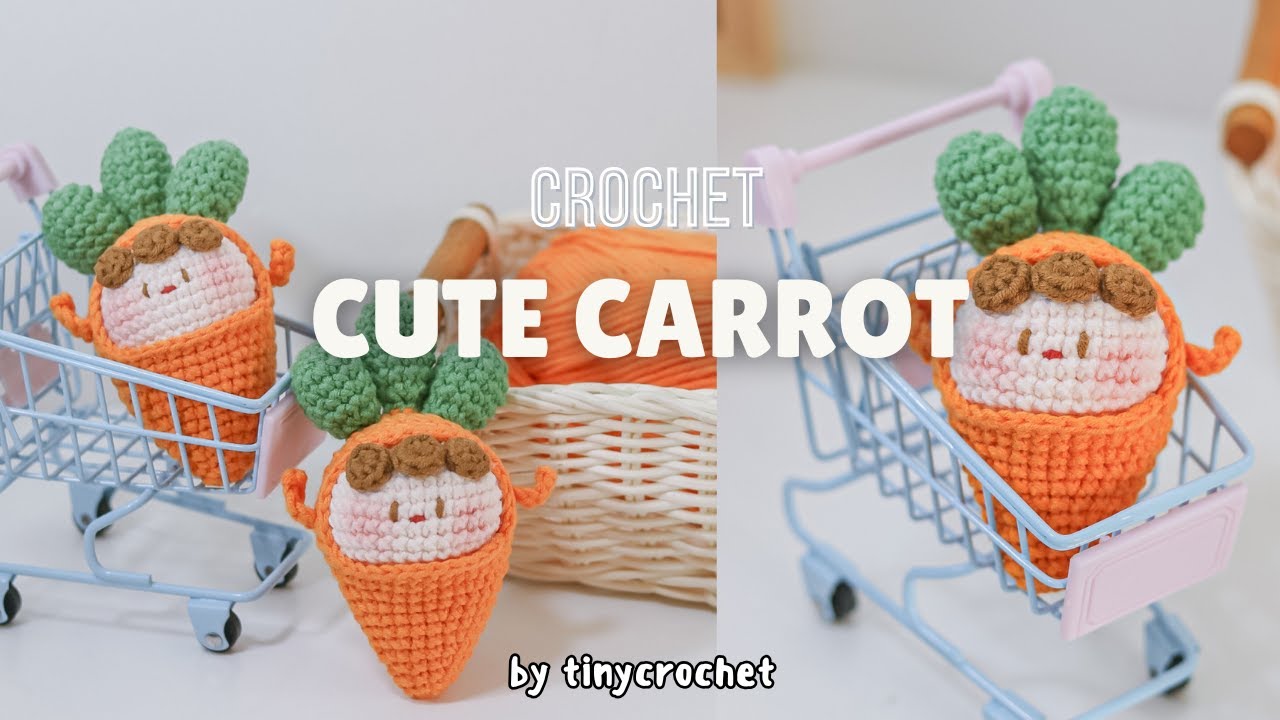 Crochet a Cute Carrot Amigurumi 🥕 | Beginner-Friendly Keychain Tutorial | tinycrochet
