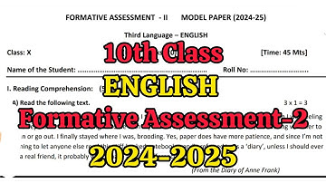 10th 💯FA-2 English Question Paper 2024-2025 (model paper) | 💯Formative Assessment 2 Question Paper📃