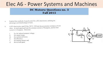 PEO solved examples (ELEC A6) DC Motors Question no. 3