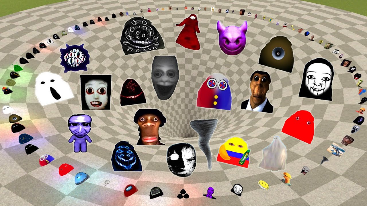 Angry Munci Nextbots, Nextbots Family FALL into a FUNNEL Chasing me in Garry's Mod