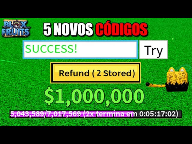 CORRE!! NOVO CÓDIGO 2X DE DINHEIRO E CODE BELI NO BLOX FRUITS