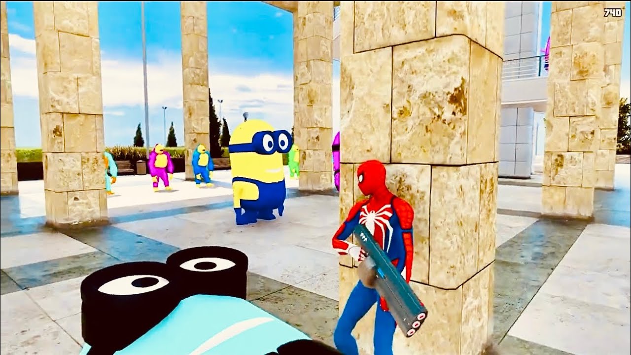 GTA 5 Epic Ragdolls RED SPIDERMAN VS RED MINION VS GREEN MINION (Euphoria Physics & Funny Fails)#5