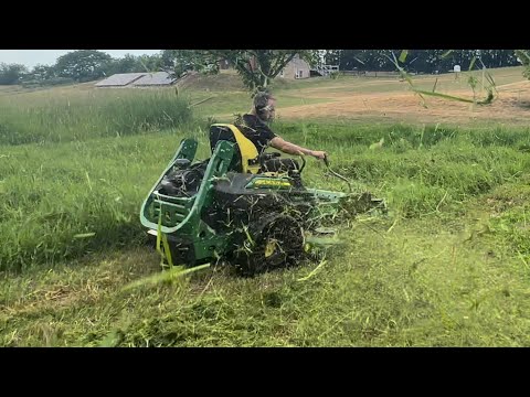 #14 John Deere Z970R Zero Turn Mowing Tall Grass. [4K] Tweels With A 72 Inch Deck