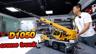 How to operate 1/14 RC D1050 crane truck, all functions test, see EV radio settings