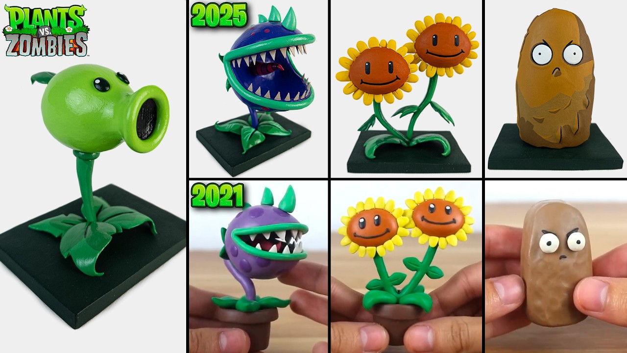 REHACIENDO a Planta Carroñivora, Birasol, Nuez Cáscara-rabias y Lanzaguisantes con plastilina - PVZ