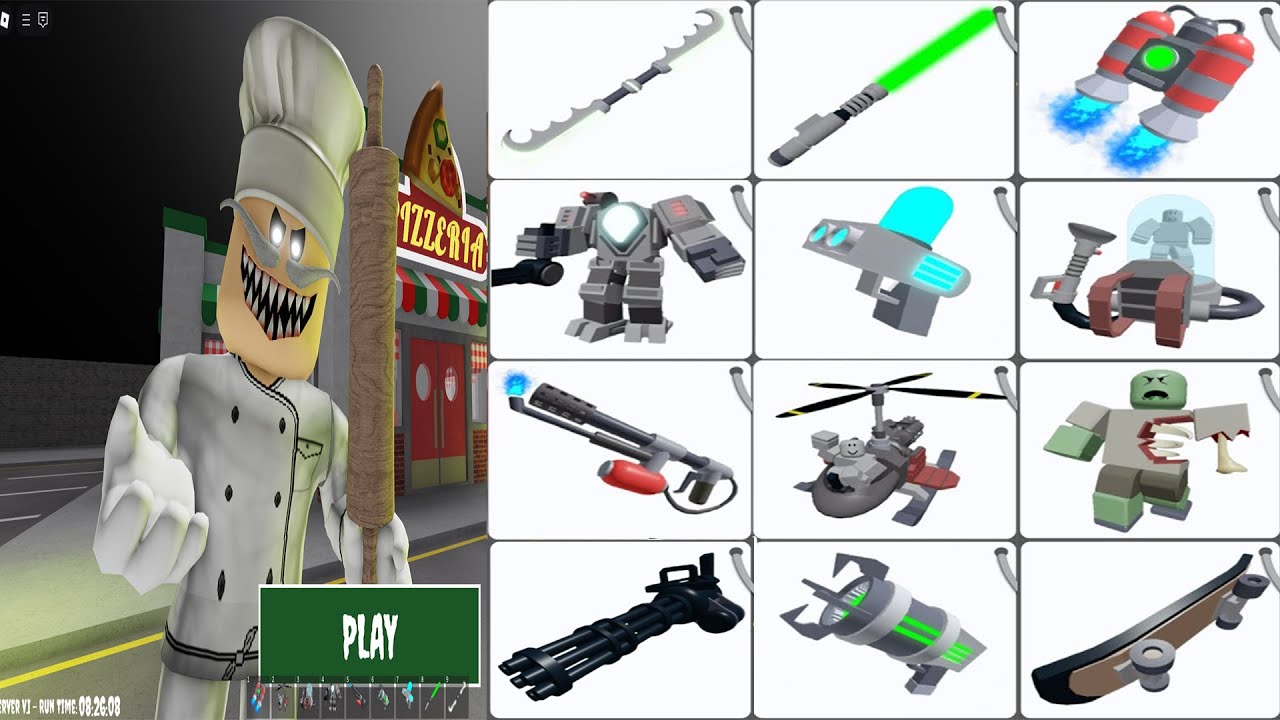 Escape Papa Pizza's Pizzeria! (SCARY OBBY) I Unlocked 12 Powers: Vacuum, Jetpack, Minigun, Zombify