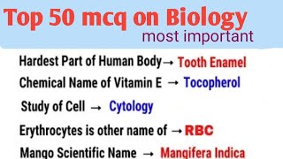 Top 50 biology mcq || static gk ||