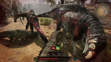 2 Sarcos vs Duck, Bars and Sarco | Path of Titans | #sarcosuchus #deinocheirus #barsboldia