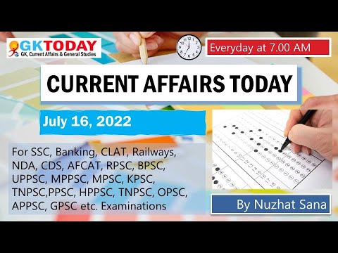 16 July  2022 Current Affairs in English & Hindi by GK Today