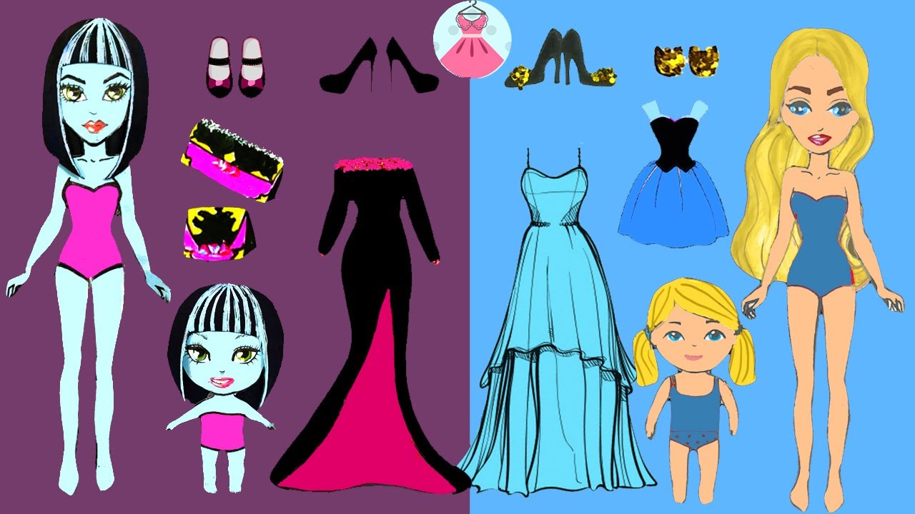 paper-dolls-mother-daughters-new-dollhouse-with-dog-family-dress-up-diy-youtube