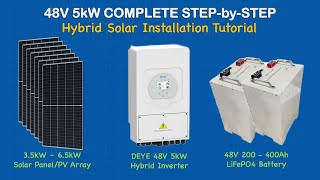 How To Build a 48V 5kW (Deye) Hybrid On/Off-Grid Solar Power System - Complete Pro Level Tutorial