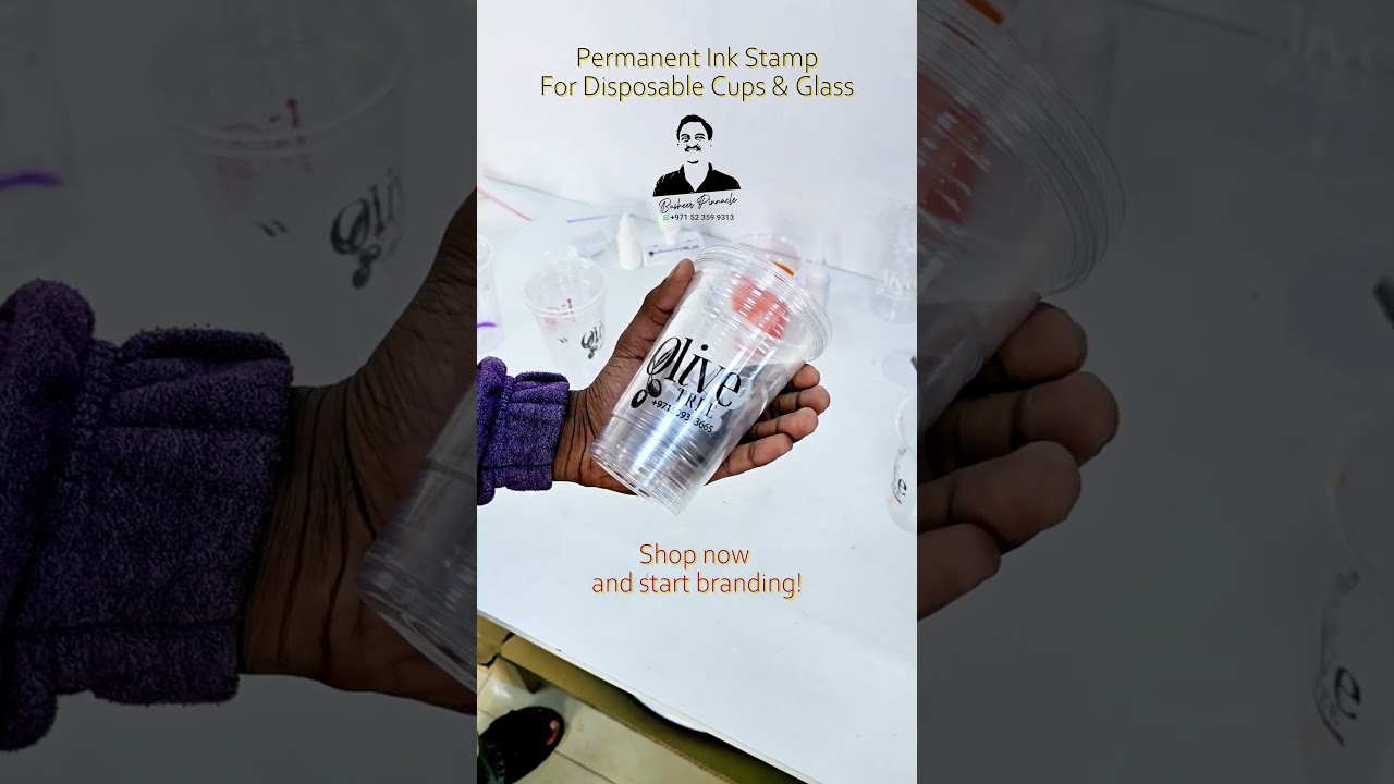 Permanent Ink Stamp for disposable cups and glass