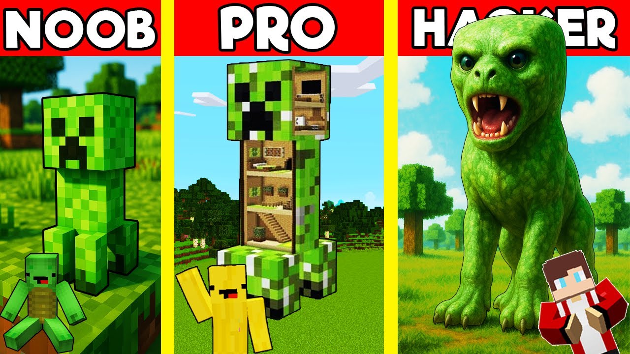 CREEPER Build Battle In Minecraft - NOOB VS PRO CHALLENGE - Maizen ...