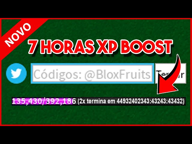 CORRE!! CÓDIGO 7 HORAS 2X DE XP PARA INICIANTES NO BLOX FRUITS code blox  fruits (roblox) 